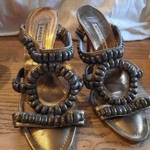Manolo Blahnik Gold Metal Shoes